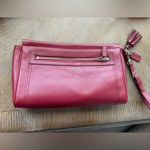 Coach Cherry Red Leather Legacy Clutch